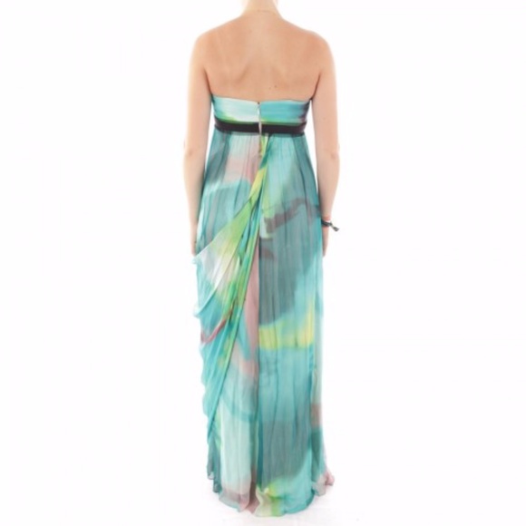 BCBGMaxazria- Watercolor Chiffon Strapless Dress - Picture 2 of 4